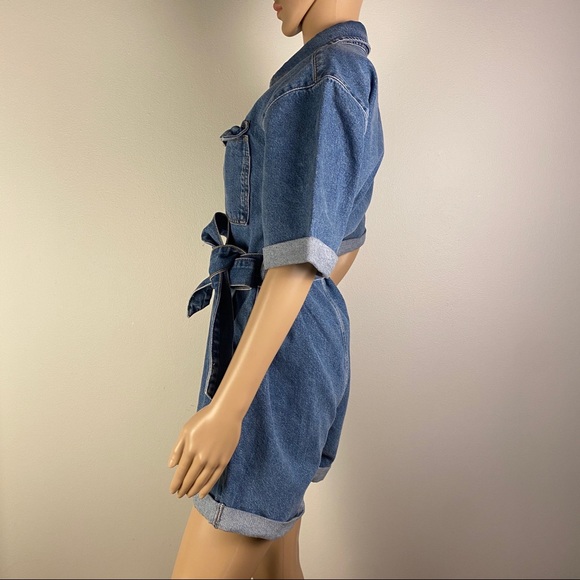 NEW TOPSHOP DENIM BUTTON DOWN ROMPER - Picture 4 of 8